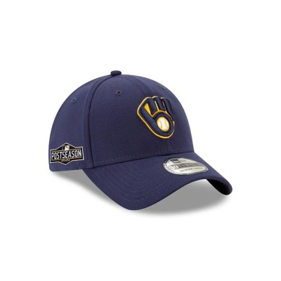 Black Milwaukee Brewers Hat - New Era MLB Postseason Side Patch 39THIRTY Stretch Fit Caps USA5124698